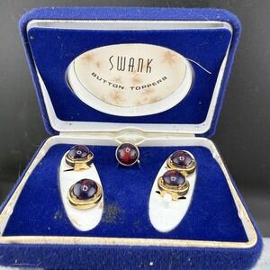 Vintage Swank Button Covers Tie Pin Set